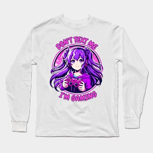 Purple anime girl gamer Long Sleeve T-Shirt